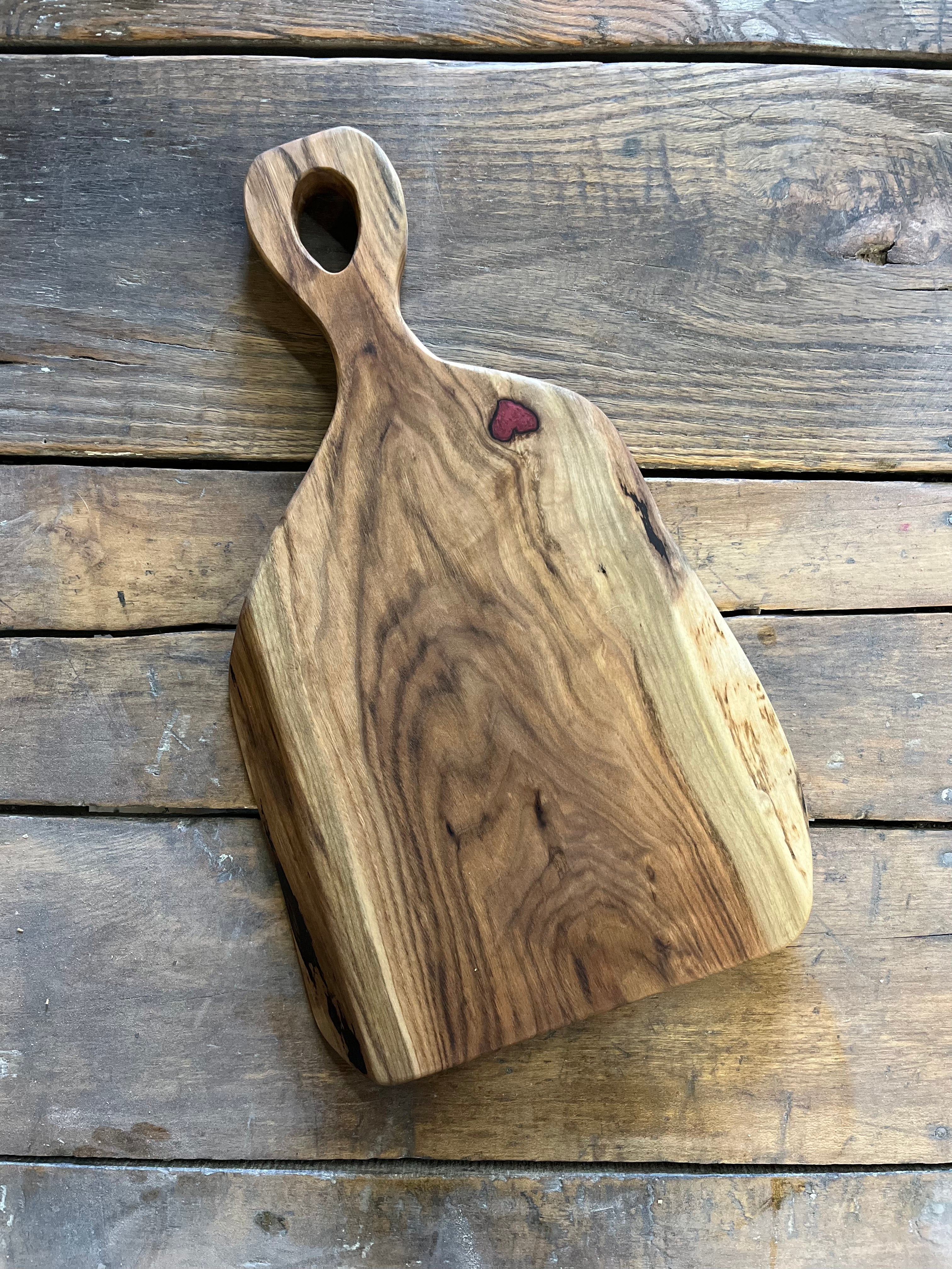Butternut Charcuterie Board With Handle and Epoxy Heart