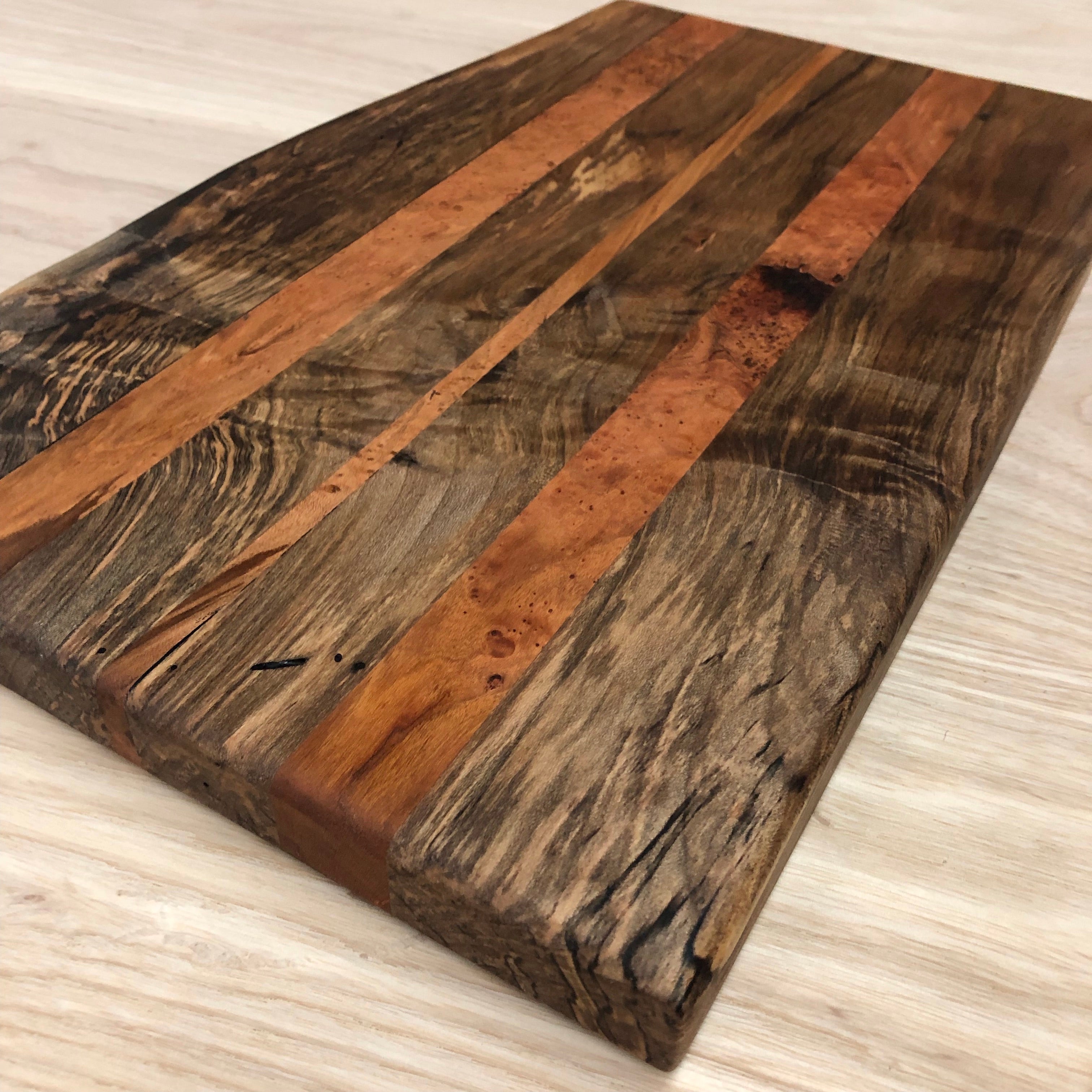 Spalted Maple Charcuterie Board With Cherry Burl Accents