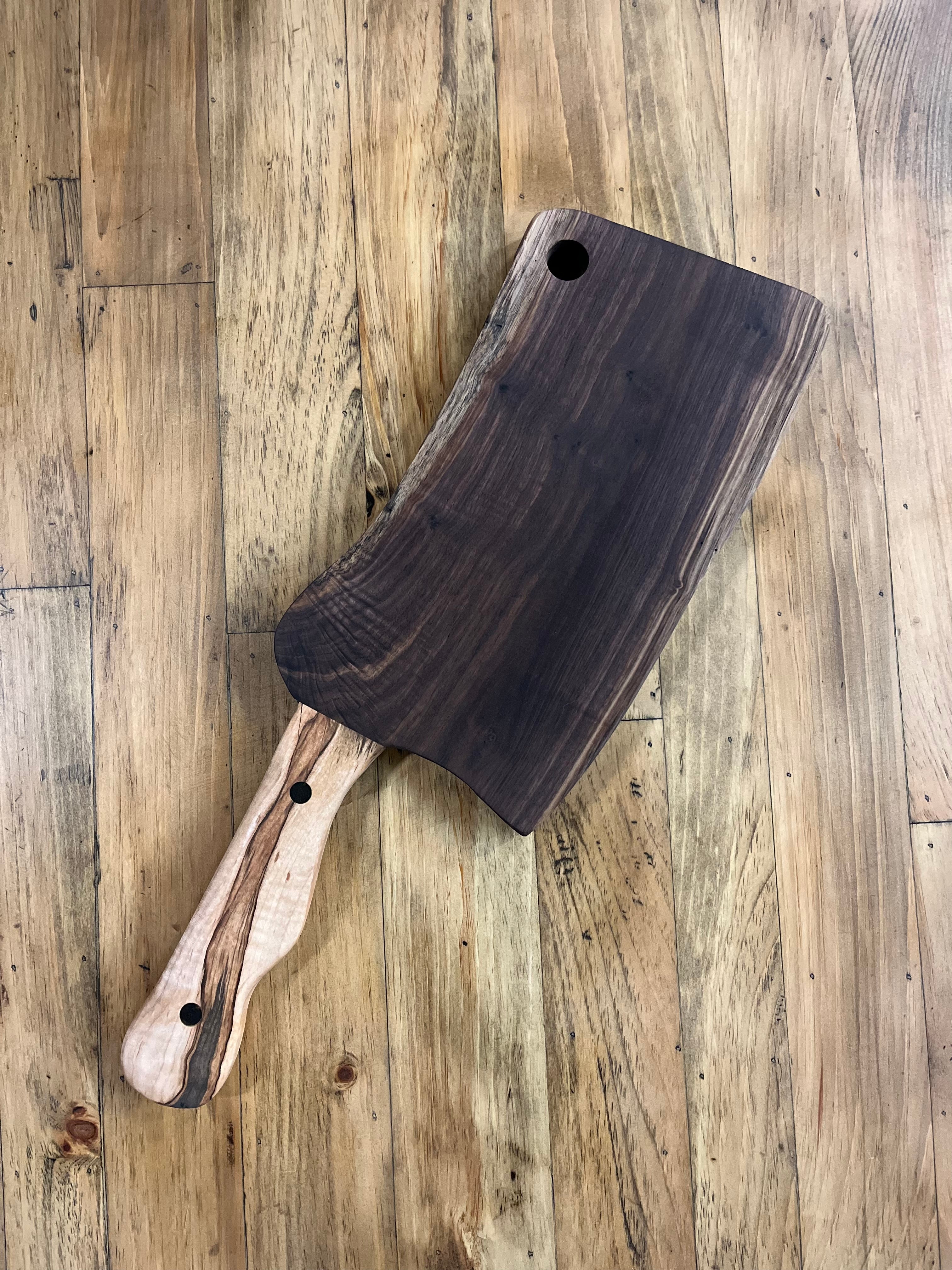 Walnut and Spalted Maple Cleaver Charcuterie Board