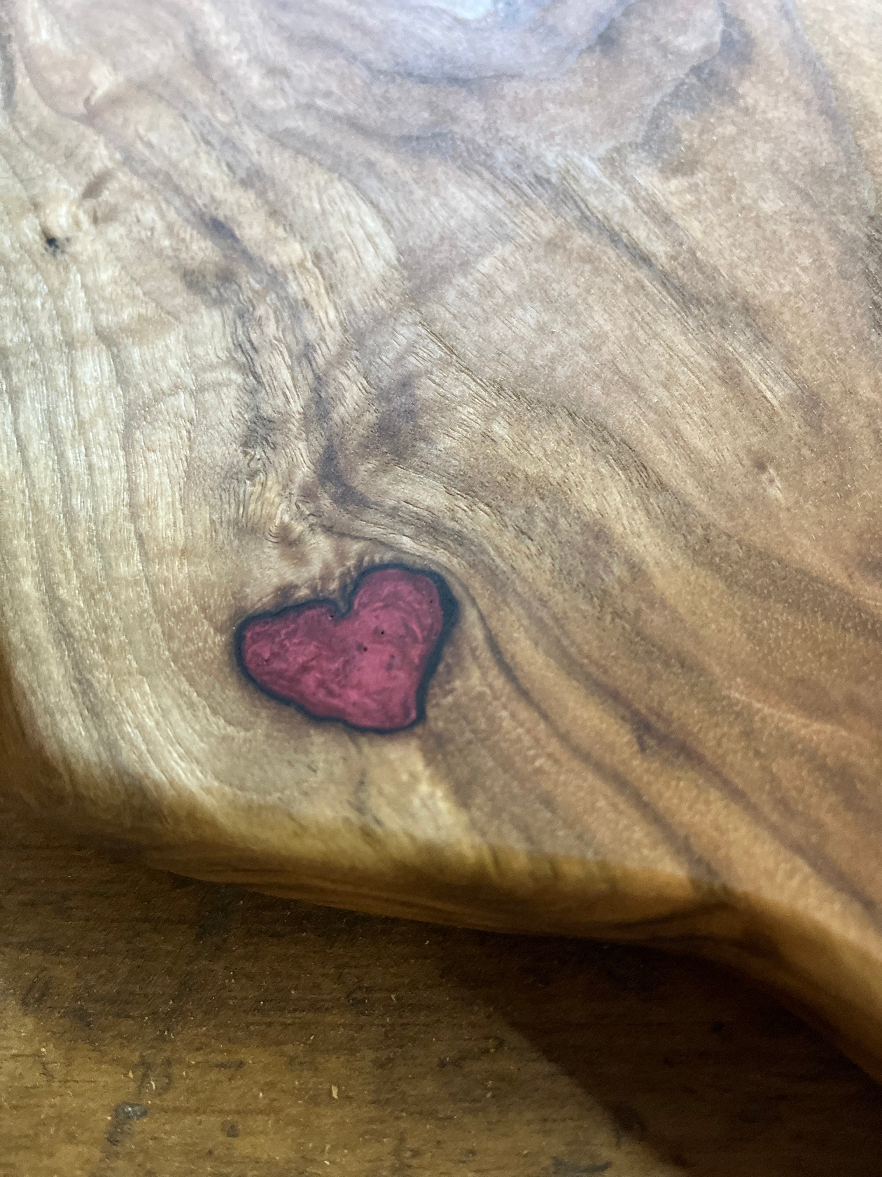 Butternut Charcuterie Board With Handle and Epoxy Heart